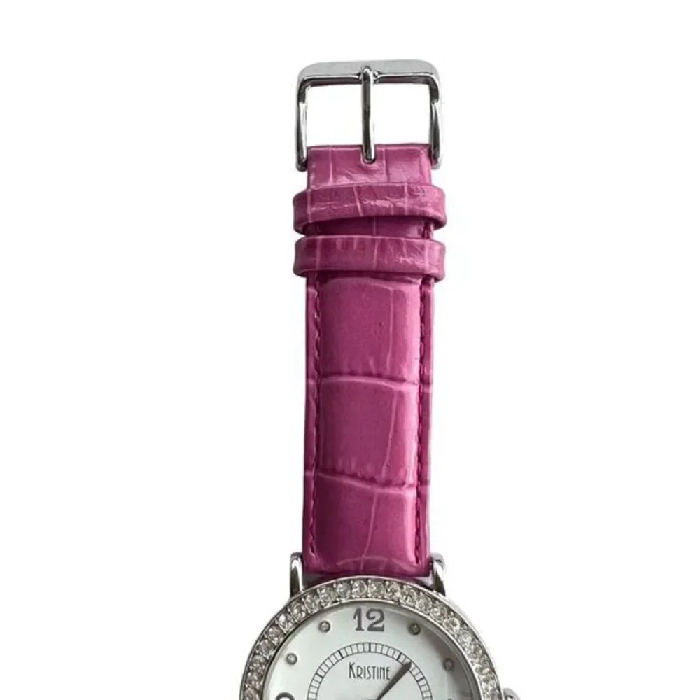 Kristine Womens Quartz Wrist Watch Rhinestone/Charms Pink Japan‎ Movement 8 in